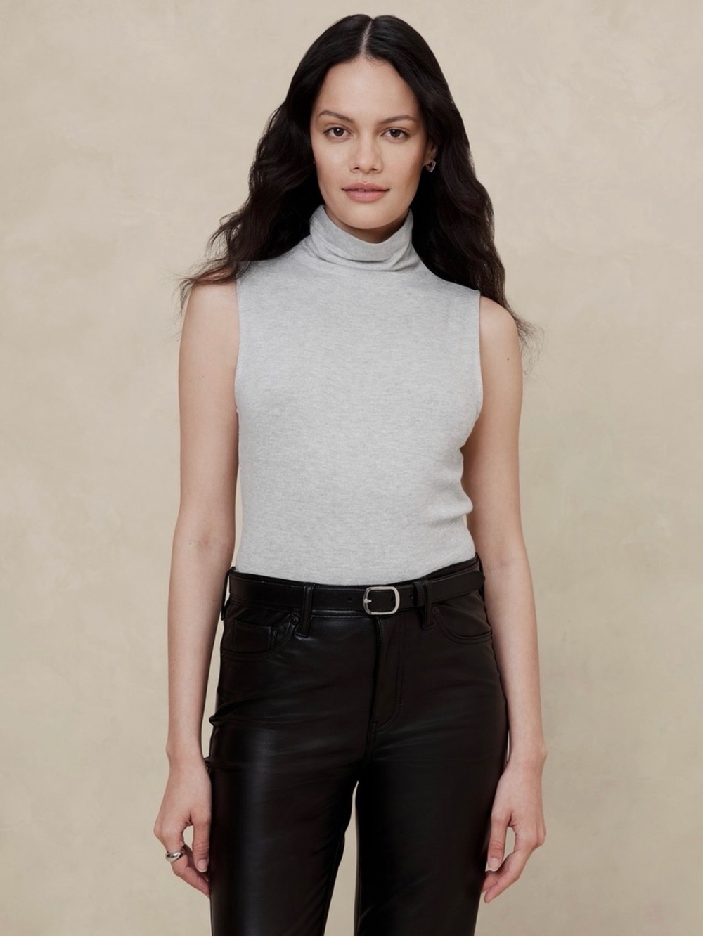 XL Banana Republic Soft Lux Grey Sleeveless Turtleneck Tank